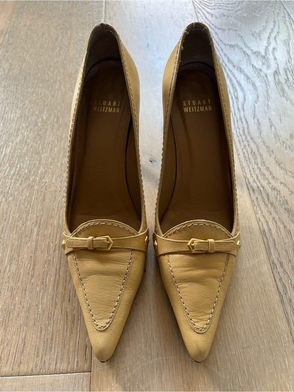 Stuart Weitzman Women’s Butter Yellow Pointed-Toe Heels